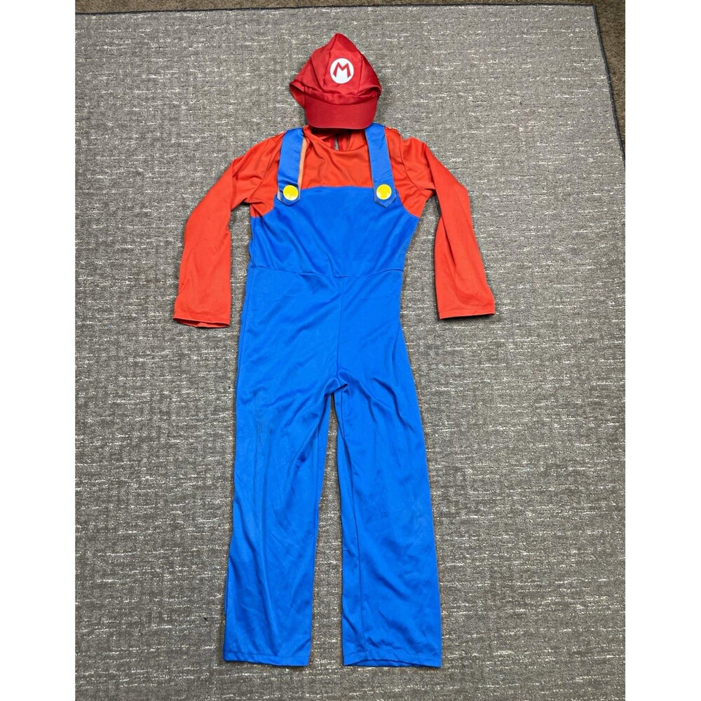 Mario Unisex Complete Outfit Jumpsuit w/ Hat Halloween costume child large L boy